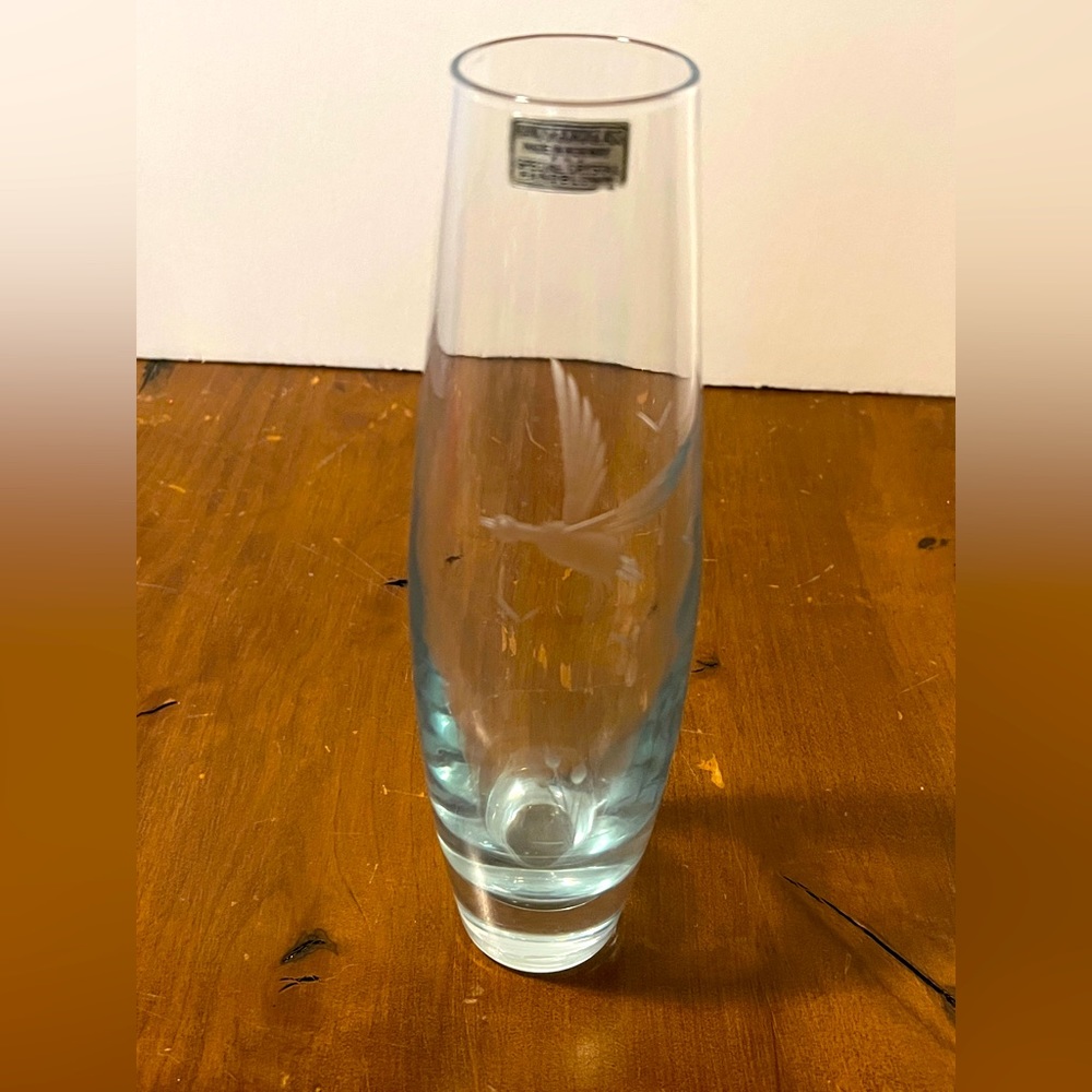RANDSFJORD GLASS HANDBLOWN ART GLASS VASE SPECIAL CRYSTAL  NORWAY 10 .75"